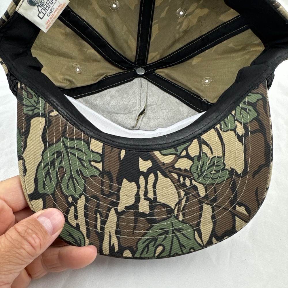 Vintage 90s Cobra Cap Camo Hat Flexcon Industries Rope Snapback Water Well Tanks - Picture 6 of 9
